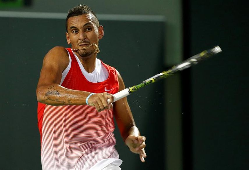 Nick Kyrgios de Australia durante un juego del Abierto de Tenis de Miami que se disputa en Key Biscayne, Miami, Florida. (EFE)