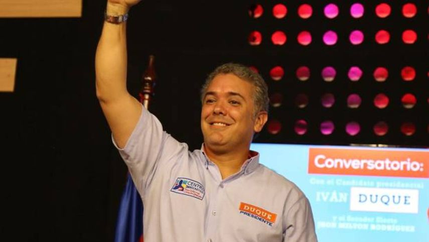 El candidato presidencial ganador de la primera vuelta, Iván Duque.&nbsp;