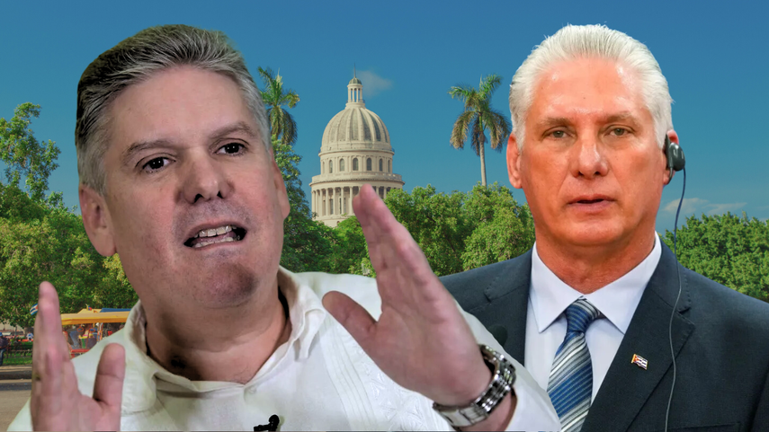 El exmistro Alejandro Gil Fernández y el dictador cubano Miguel Díaz Canel.