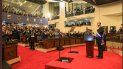 El presidente Nayib Bukele durante un discurso en la Asamblea Legislativa en San Salvador, El Salvador. El presidente Nayib Bukele durante un discurso en la Asamblea Legislativa en San Salvador, El Salvador.