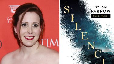 En esta combinación de fotos, Dylan Farrow en la gala TIME 100 en Nueva York el 26 de abril de 2016, y la portada de Silencio, la edición en español de su novela debut Hush.