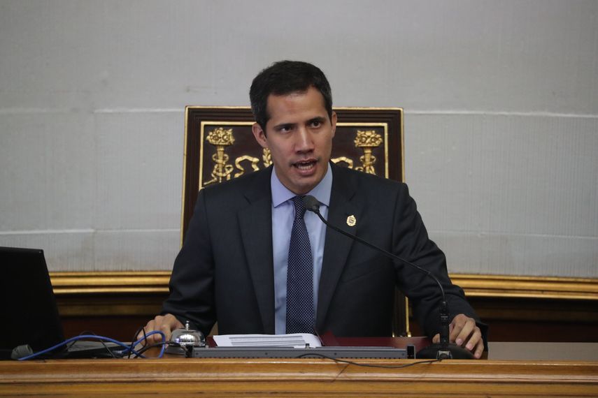 El presidente encargado de Venezuela Juan Guaidó en el Parlamento.