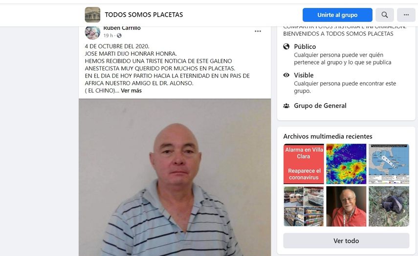 El médico cubano José Alberto Alonso Méndez, integrante de la brigada que el régimen cubano tiene trabajando en Angola