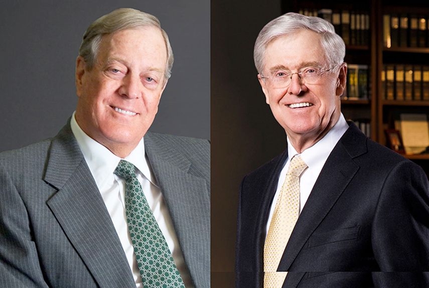 Charles y David Koch, de 79 y 75 años, respectivamente, ocupan el sexto puesto en la última lista de los más ricos del mundo de la revista Forbes, con una fortuna de 42.900 millones de dólares procedentes fundamentalmente de la industria petrolífera