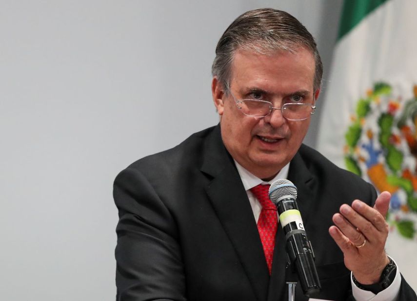 El secretario de Relaciones Exteriores de México, Marcelo Ebrard, habla en una conferencia de prensa el lunes 12 de septiembre de 2022, en la Ciudad de México.