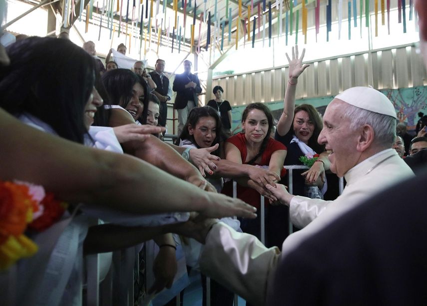 El&nbsp;papa&nbsp;Francisco realizó una visita a un penitenciario femenino en Santiago de Chile.&nbsp;