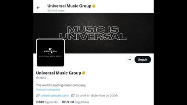 Captura de la cuenta de X (Twitter) de Universal Music Group.