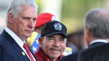 Los dictadores de Cuba y Nicaragua, Miguel Díaz-Canel y Daniel Ortega.&nbsp;