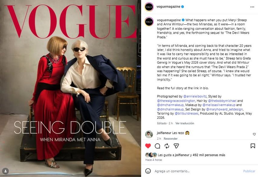 Meryl Streep y Anna Wintour en la portada de Vogue.