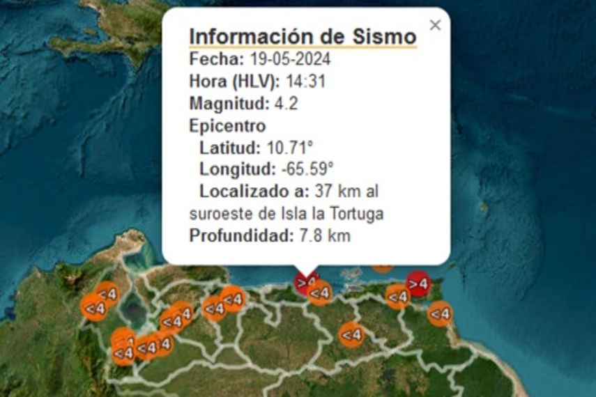 Información del temblor en Caracas el 19 de mayo 2024.