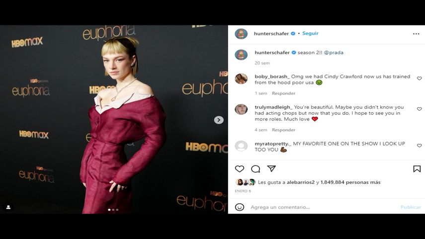 La actriz Hunter Schafer, de la serie Euphoria.