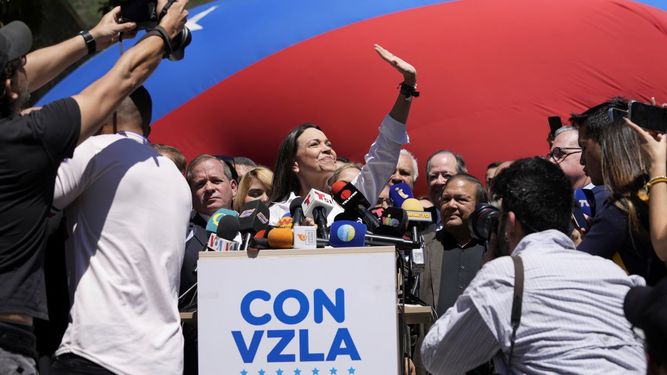 La aspirante presidencial de la coalición opositora María Corina Machado.&nbsp;