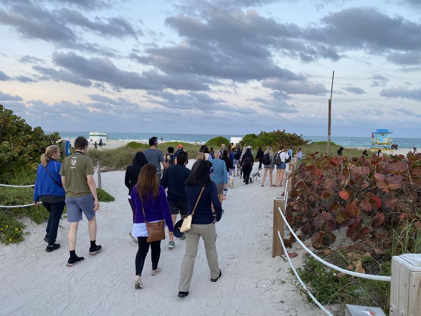 Decenas de personas participaron asistieron a esta edición de MindTravel Silent Walk, en Miami Beach