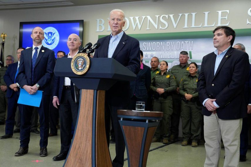 El presidente Joe Biden da un discurso durante una visita a la frontera sur de Estados Unidos, el jueves 29 de febrero de 2024, en Brownsville, Texas.&nbsp;