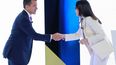 Candidatos ecuatorianos durante el debate del 1 de octubre 2023