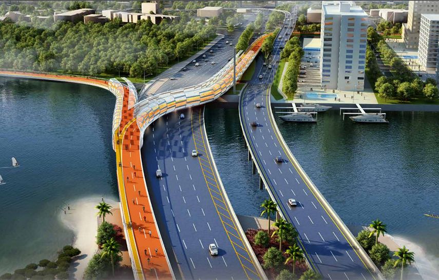 El diseño propone un guiño a la arquitectura futurista. (RICKENBACKER PARK)