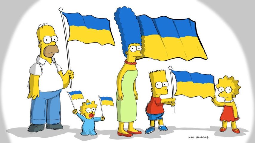 La cuenta oficial de Twitter de la serie animada Los Simpson publicó una ilustración para mostrar su apoyo a Ucrania tras el ataque que recibió de Rusia