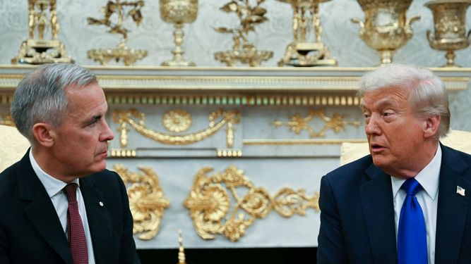 El presidente de Estados Unidos Donald J. Trump en el reciente encuentro en la Casa Blanca con el primer ministro de Canadá Mark Carney.