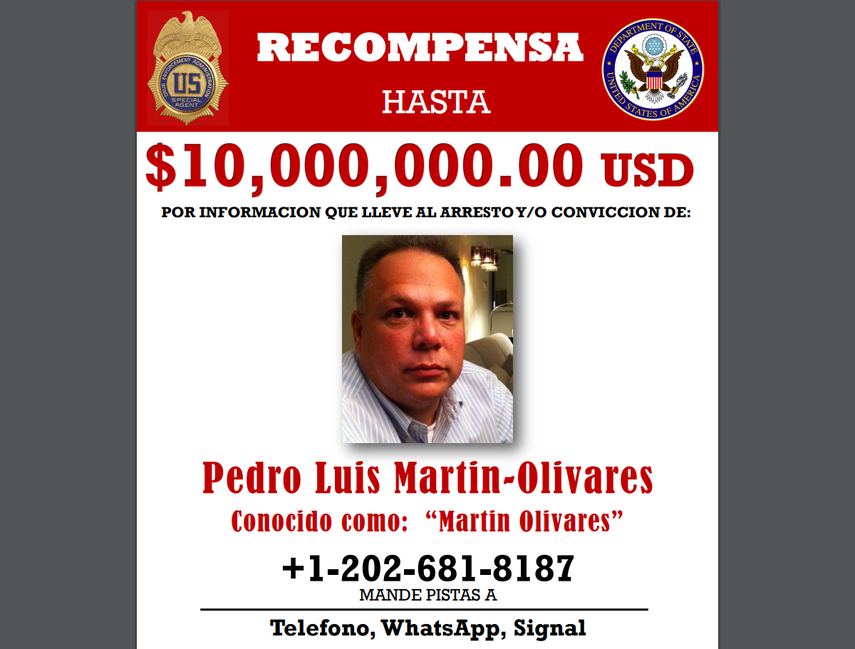 Pedro Luis Mart&iacute;n Olivares, es uno de los tres exfuncionarios venezolanos por los que Estados Unidos ofrece una millonaria recompensa que lleva a su captura.