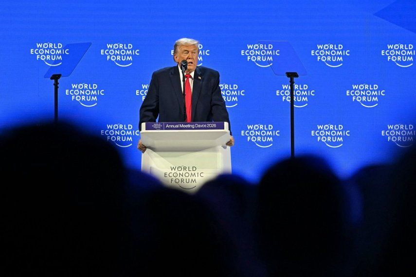El presidente de Estados Unidos, Donald Trump, pronuncia un discurso especial durante la reunión anual del Foro Económico Mundial (FEM) en Davos el 21 de enero de 2026. &nbsp;