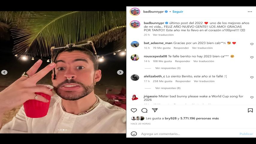 Bad Bunny fue uno de los artistas latinos que compartió en redes sociales sus deseos y agradecimientos.