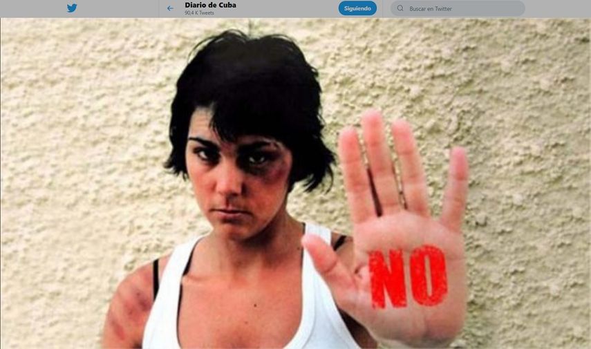 Imagen de una campaña contra la violencia e género publicada en la cuenta de Twitter de Diario de Cuba.