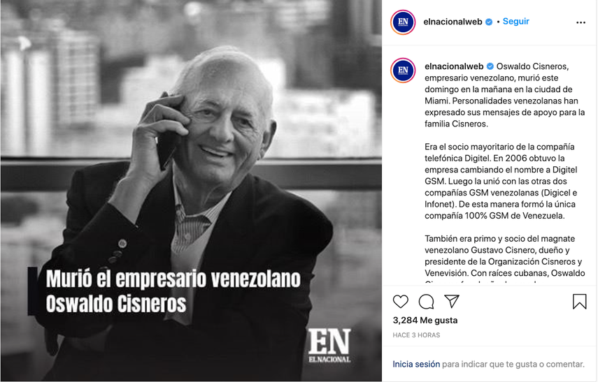 El empresario venezolano Oswaldo Cisneros.&nbsp;