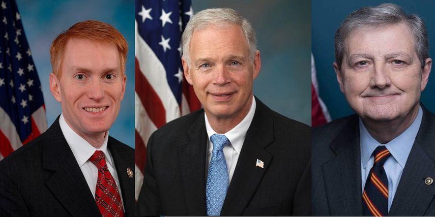 Los senadores James Lankford de Oklahoma, Ron Johnson de Wisconsin y John Kennedy de Luisiana.&nbsp;