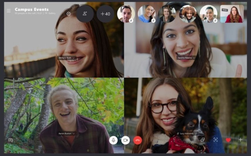 Llamada grupal en Skype. 