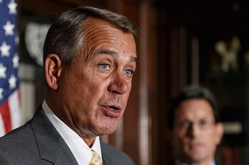 En esta fotografía del 28 de enero de 2014, el presidente de la Cámara de Representantes, el republicano John Boehner, acompañado por el líder de la mayoría en la cámara baja Eric Cantor.