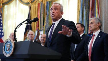 El secretario de Salud estadounidense, Robert F. Kennedy Jr., durante una intervención en la Casa Blanca, Washington.