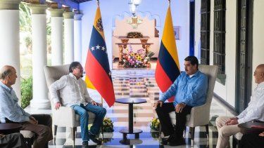 Gustavo Petro durante su quinta reunión con Nicolás Maduro, el 23MAR23 en Caracas. 