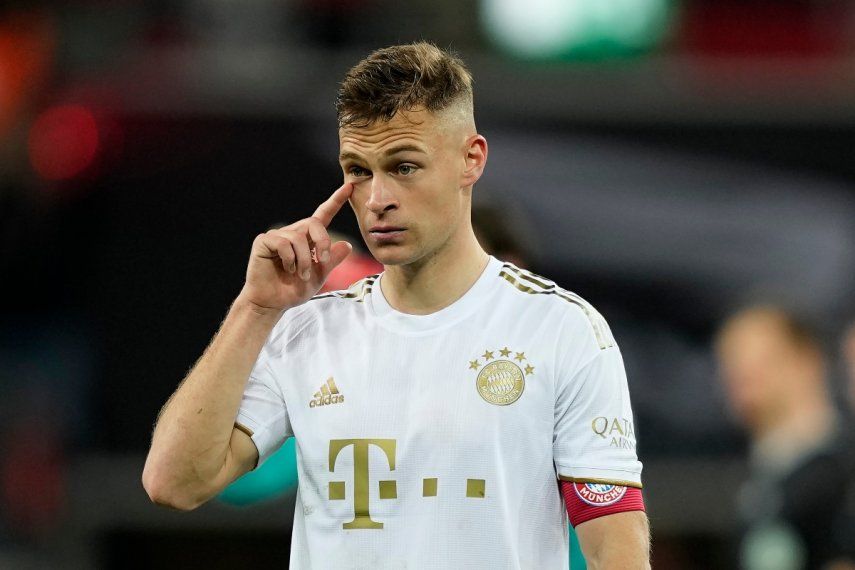 Joshua Kimmich del Bayern Múnich reacciona tras la derrota del equipo ante el Bayer Lekverkusen en la Bundesliga el domingo 19 de marzo del 2023.&nbsp;
