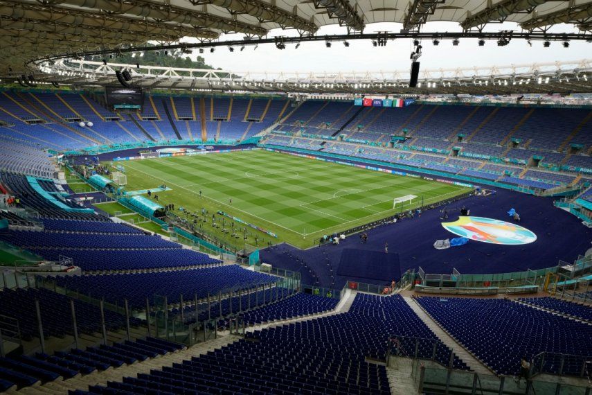La selección de Italia durante un entrenamiento en el Estadio Olímpico de Roma previo al partido contra Turquía por la Eurocopa 2020, el 10 de junio de 2021.&nbsp;