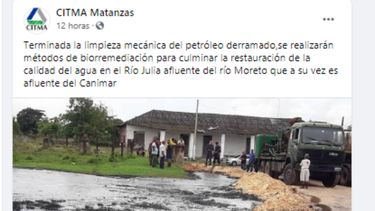 Captura de pantalla del mensaje publicado en Facebook por el Ministerio de Ciencia, Tecnología y Medio Ambiente del régimen de Cuba, CITMA.&nbsp;
