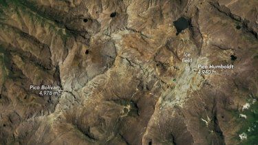 Ubicación del antiguo glaciar Humboldt, en Venezuela, el último que quedaba en el país, y que desapareció en 2024.&nbsp;