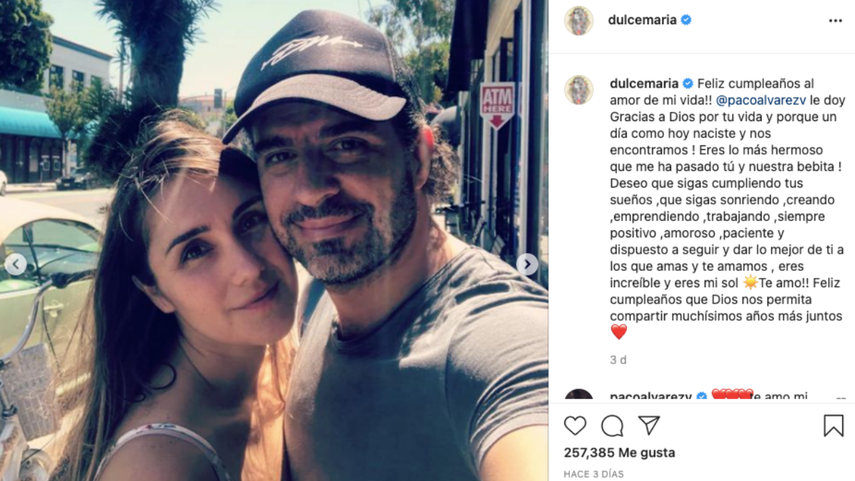 Dulce María y su esposo.