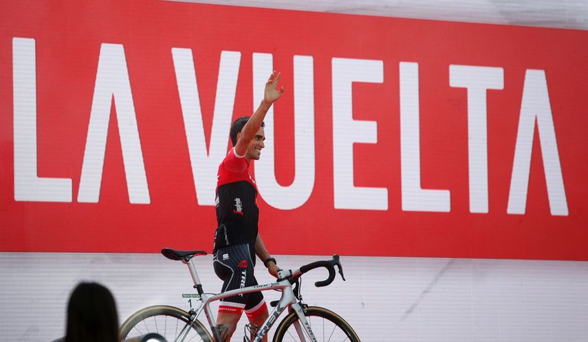 El ciclista español&nbsp;Alberto&nbsp;Contador este viernes en la víspera de la salida de la 72 edición de la Vuelta a España en Nimes (Francia)