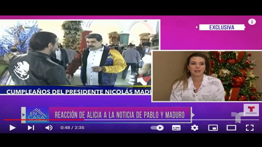 Alicia Machado critica a Pablo Montero por cantarle a Nicolás Maduro en su cumpleaños.