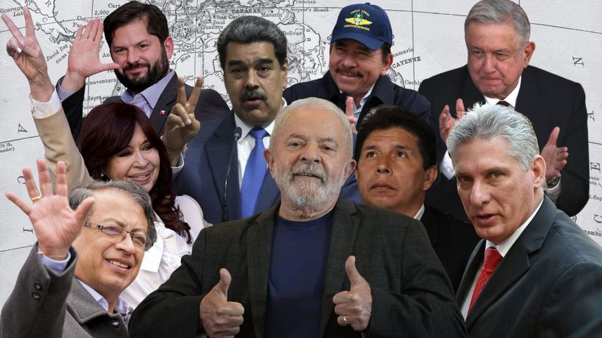 Dictadores y gobernantes de la izquierda en América Latina.