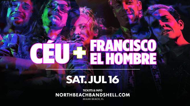 Póster promocional del concierto de los artistas Céu y Francisco, El Hombre. El sonido de Brasil llega al North Beach Bandshell.&nbsp;