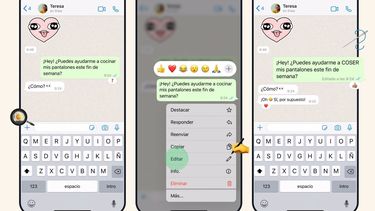 Edición de mensajes en WhatsApp.&nbsp;