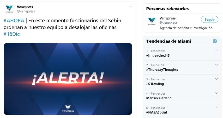 Rechazamos en forma firme el cierre de nuestras instalaciones. No ha sido un cierre simb&oacute;lico, han dicho, subrayando que con ello se est&aacute;n violando de forma expresa principios consagrados en las normas m&aacute;s elementales de respeto a la libertad de informaci&oacute;n y de expresi&oacute;n.