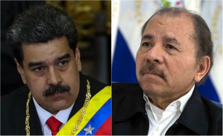 Los dictadores Nicolás Maduro y Daniel Ortega.&nbsp;