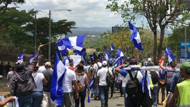Protesta de los estudiantes de la Universidad Centroamericana de Nicaragua en contra del Gobierno de Daniel Ortega.