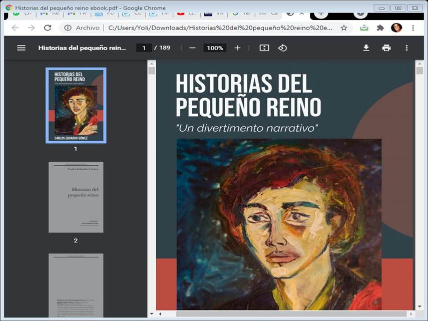 Captura de pantalla del libro Historias del pequeño reino, de Carlos Eduardo Gómez