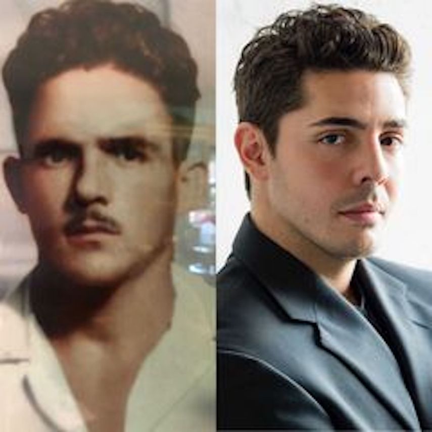 De izquierda a derecha, Ernesto y Noel Mirabal, cuando tenían alrededor de 25 años de edad, donde se nota el parecido entre abuelo y nieto.&nbsp;