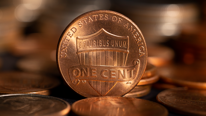Monedas de un centavo de dólar americano.