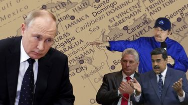 Vladimir Putin y los dictadores latinoamericanos Daniel Ortega, Miguel Díaz-Canel y Nicolás Maduro.