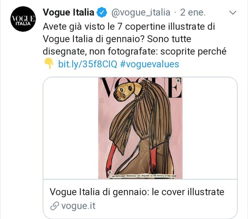 Vogue Italia public&oacute; su primera edici&oacute;n del a&ntilde;o y de la d&eacute;cada con ilustraciones en lugar de fotograf&iacute;as.